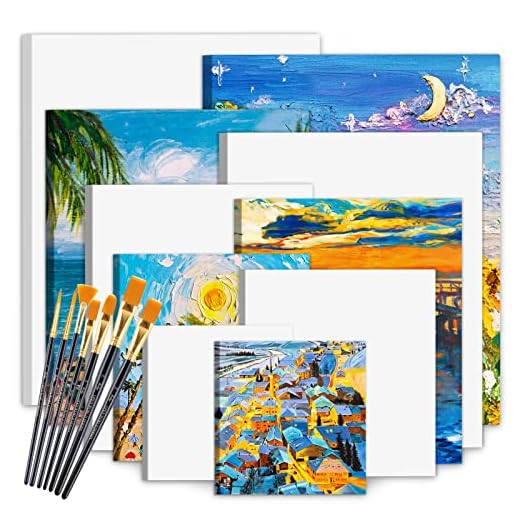 IGUGI Lienzos para Pintar,10 Lienzos Preestirados,PLienzos Enmarcados 100% Algodón,Aptos para Pintura Acrílica y al Óleo - Lienzo Blanco para Bocetos y Dibujos