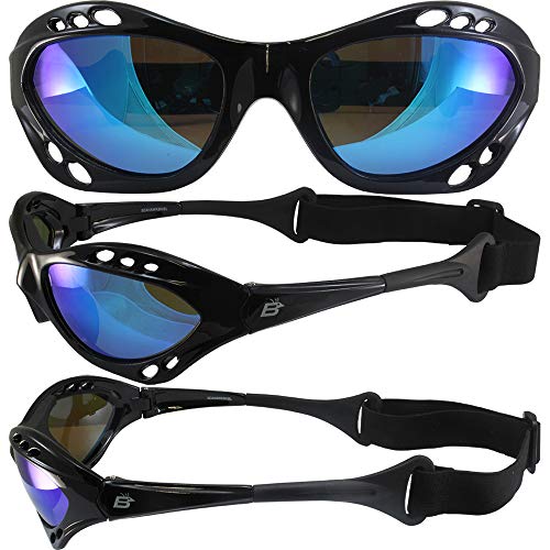 Birdz 3 Pairs of Seahawk Polarized Padded Sunglasses - Black Frames with Smoke, Blue & Red Lenses3