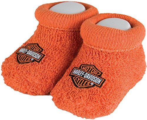 Image of Harley-Davidson Baby Boys' Boxed Booties, Bar & Shield Logo, Orange S9LUL22HD