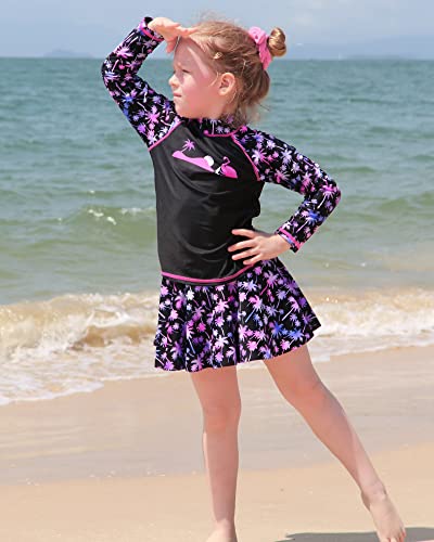 Image of BAOHULU Girls Two-Piece Swimsuits Long Sleeve Rash Guard Bathing Suit 2-14Y