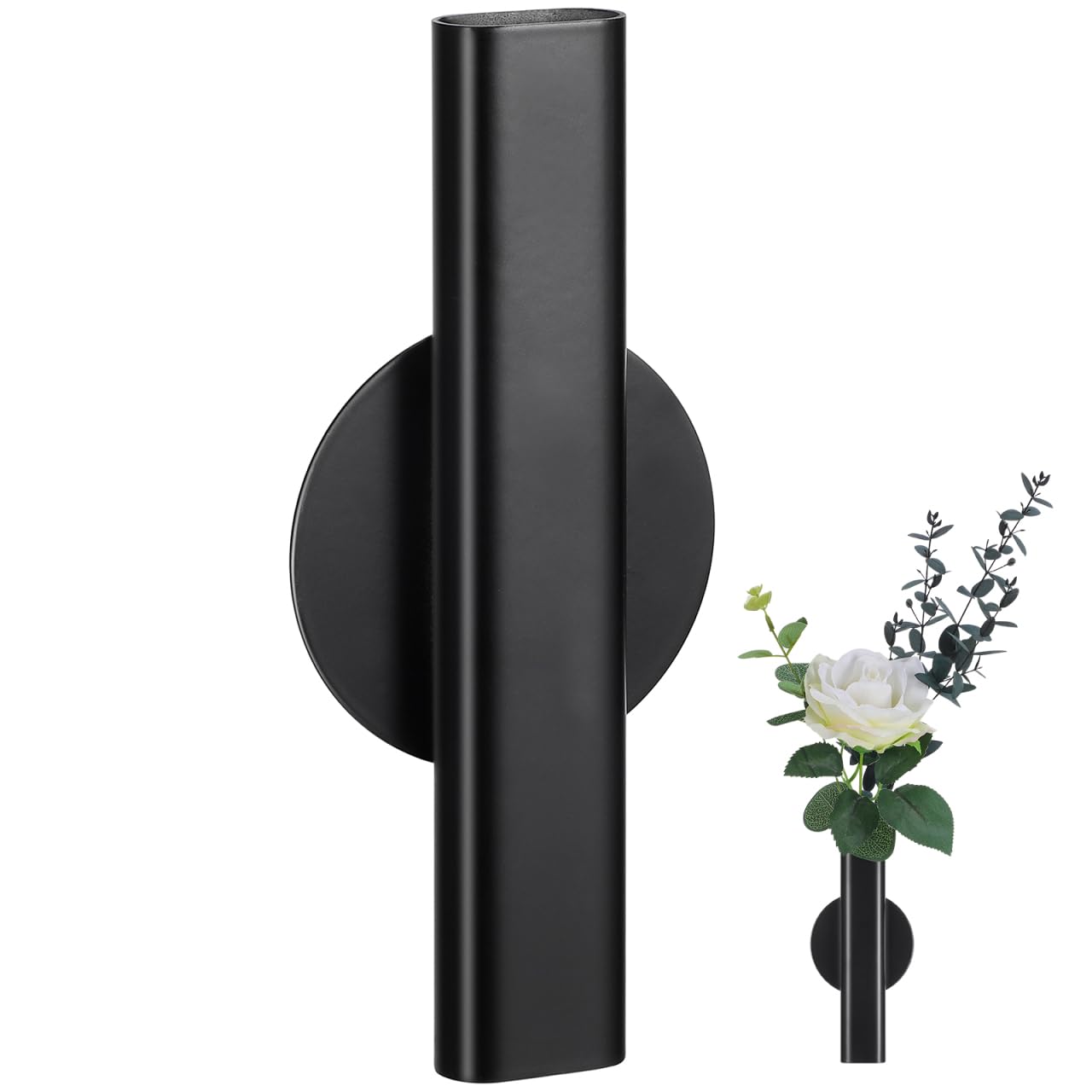 VILLCASE Wall Mounted Vase Tube, Metal Flower Holder Decor, Nordic Vase Tube Wall Display Home Office Decor, Black : Home & Kitchen