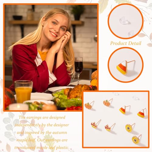 Fall Earrings for Women Pumpkin Sunflower Maple Leaf Candy Corn Stud Earrings Holiday Thanksgiving Autumn Party Jewelry Gifts3