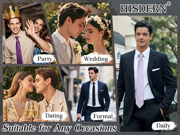 HISDERN Men Floral Ties Woven Classic 3.4" Necktie Set Formal Tie Pocket Square for Wedding with Handkerchief Gift Box - Image 5