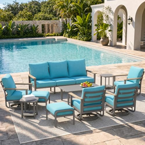 Sweecci 10-Piece Aluminum Patio Set with 5.1 Inch Cushions