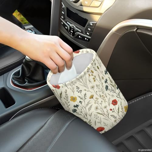Image of Floral Daisy Car Trash Can for Car Front Seat, Back Seat, Floor, Headrest, Car Accessories Interior Universal for Cars SUV Trucks