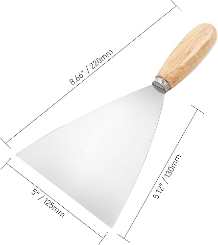 Miniatura 2 de Cuchillo de masilla, raspador de metal de 5 pulgadas, cuchillos de mango de madera para paneles de yeso, calcomanías, papel de pared, parches,