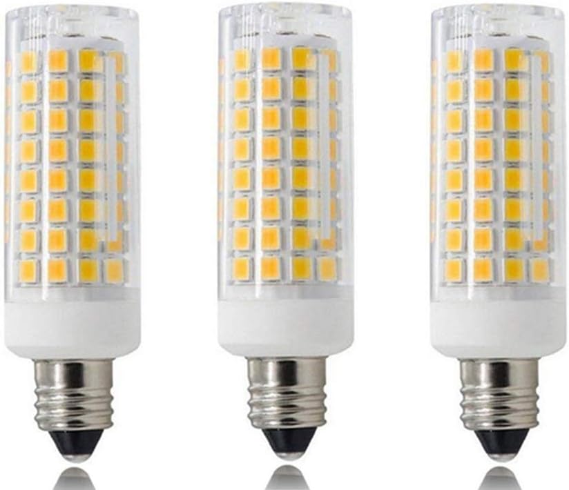 JKLcom E11 Dimmable LED Light Bulbs 9W Equivalent to 100W Halogen Replacement 110V Warm White 3000K LED Candelabra Base JD T4 E11 Dimmable 102 LED 2835 SMD 3 Pack