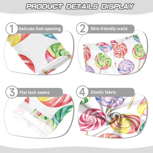 KLL Colorful Sweet Lollipop Candy Girls Basic Leggings Stretchy High Waisted Dance Pants Gym3