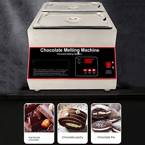 TXGJWRA Professional Chocolate Melting Pot,500W Digital Control Electric Chocolate Melter Fondue,20 Lbs Chocolate Tempering Machine,Stainless Steel,Dry Burning,Commercial Warmer,2-Tank - 4
