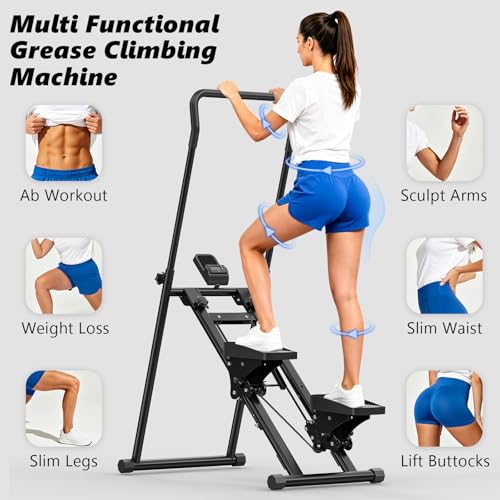 Image of 3-Level Adjustable Cardio Stair Stepper for Home, Folding Vertical Stair Stepper with Non-Slip Pedals & LCD Monitor, Portable Stair Stepper with Resistance & Handlebar, Supports 350 LBS, Unisex