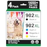 Anemec XL 902 Ink Cartridges for HP Printers Replacement for HP 902XL Ink Cartridges Combo Pack Work for HP Officejet Pro 6978 Ink Cartridges 6968 6970 6958 Printer (4 Pack)