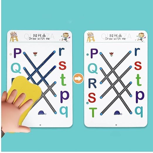 Image of Veemok 64 Pages Magical Tracing Workbook Set, Hand Writing Pen Control Training Book for Learning to Write The Alphabets | Numbers, Preschool Educational Reusable Learning Book for Kids (1 Set)