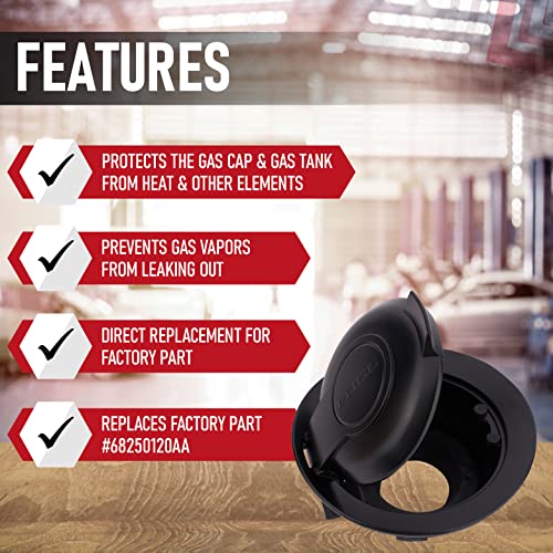 Fuel Filler Door Gas Cap Cover â Matte Black on Black - Compatible with Dodge - 2008, 2009, 2010, 2011, 2012, 2013, 2014, 2015, 2016, 2017-2023 Challenger - Replaces 68250120AA - Filler Cover - Image 3