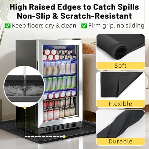 Image of NAMTSO Mini Fridge Silicone Mat, 24 inchx24 inch Floor Protector Drip Tray, Black | Waterproof & Non-Slip Water Cooler Mat, Soft Silicone Tray for Ice Maker, Humidifier & Coffee Maker, Portable AC Drip Pan