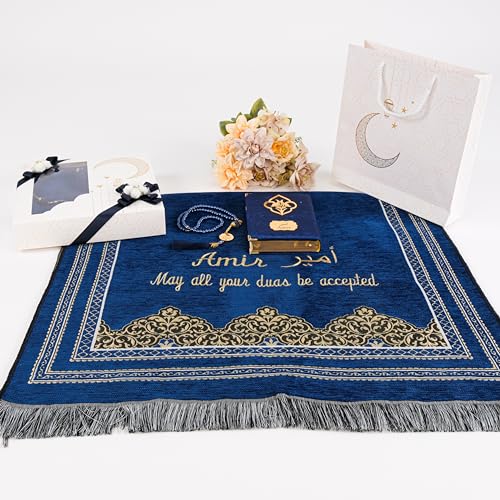 IEF-Personalized-Prayer-Rug-Prayer-Beads-Quran-Islamic-Gift-Set-Ramadan-Eid-Hajj-Umrah-Wedding-Birthday-Mothers-Day-Fathers-Day-Valentines-Day-Gifts-Navy-Blue