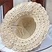 NVBUKE Women's Beach Sun Protection Wide Brim Hand Straw Hat Fashionable Handmade Flower Foldable Sun Protection Hat (Khaki,Medium,Medium)