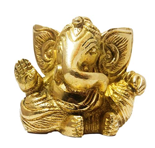 Ganesha God Idols für Gebetszimmer | Wohnzimmer | Geschenk erhältlich in Gold und Antik Finish Religiöse Gottesstatue für Zuhause und Büro (Golden Ganesha 5,5 cm) Cover