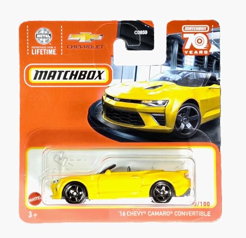 Matchbox 16 Chevy Camaro Convertible Yellow 1:64 miniatura 1