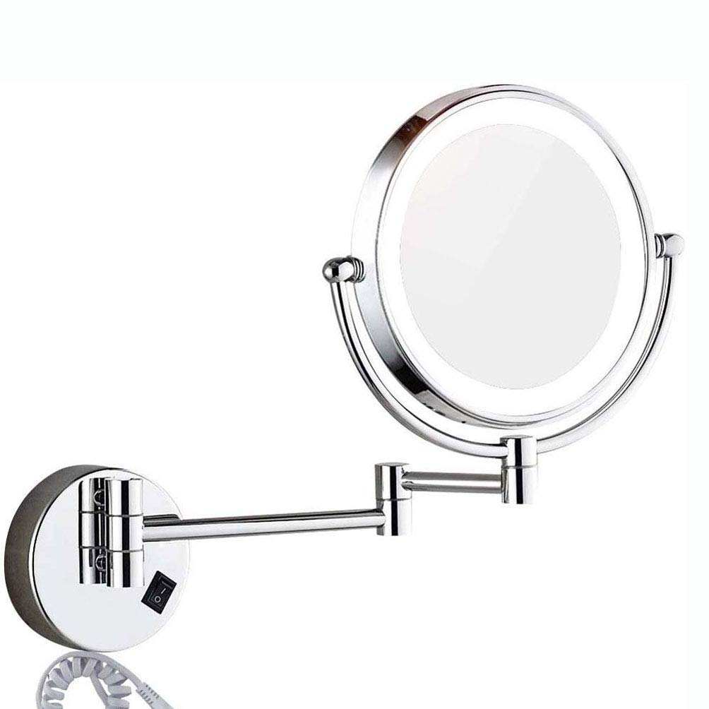 GaRcan Specchio per trucco da bagno con montaggio a parete illuminato, specchio ingranditore per trucco con luce, estensione per rotazione girevole a 360 gradi, meraviglioso per
