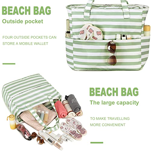 Image of LEDAOU Beach Bag Waterproof Sandproof Women Beach Tote Pool Bag with Zipper for Swim Gym Grocery Travel with Wet Pocket | Sandproof