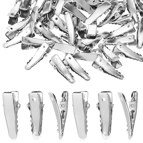 QFGasre 100pcs Metal Alligator Hair Clips Small Clips Alligator Clip