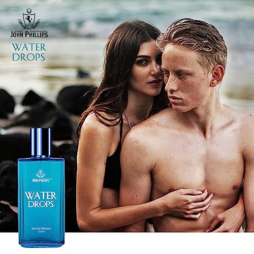 Image of John Phillips Water Drops | Aquatic & Fresh Marine Fragrance | Eau De French Perfume | 2000+ Sprays | Long Lasting Powerful Scent For Men & Women - 125 ml