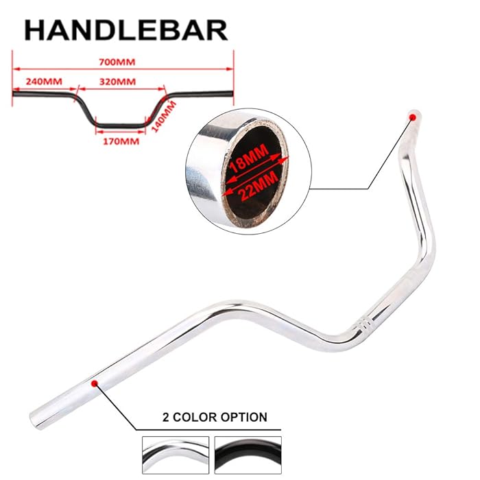 Buy 7/8" Motorcycle Sportster Handlebars Universal High Rise Chrome