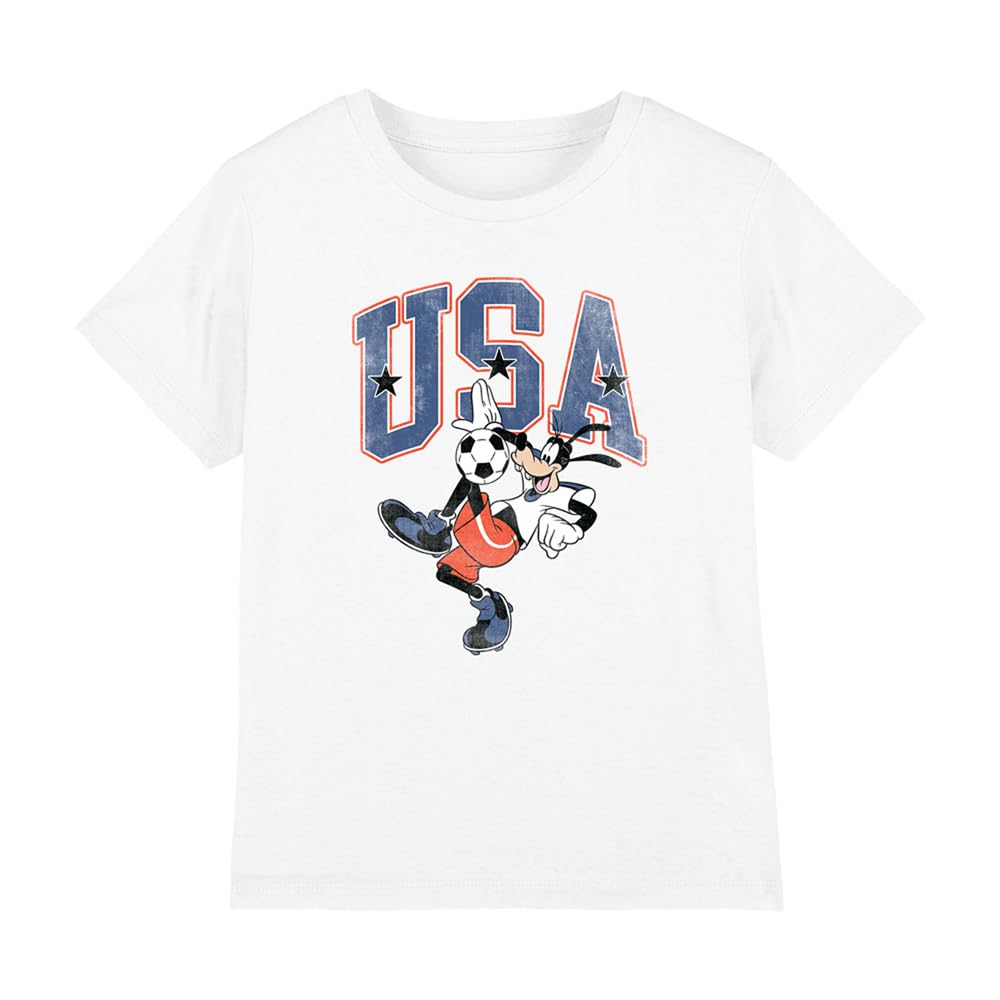 Disney Goofy Football USA Kids T Shirt, White, 3-4Y