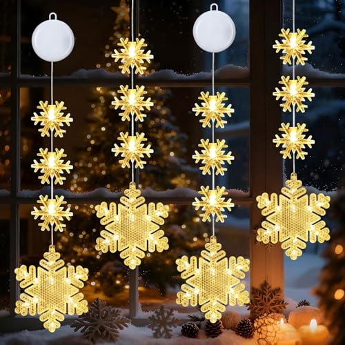 Sunshine smile Fensterdeko Weihnachten Beleuchtet,4 Stück LED...