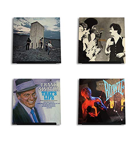 Hudson Hi-Fi LP Vinyl Record Wall Display | Satén negro | Muestra tu escucha diaria con estilo | paquete de cuatro