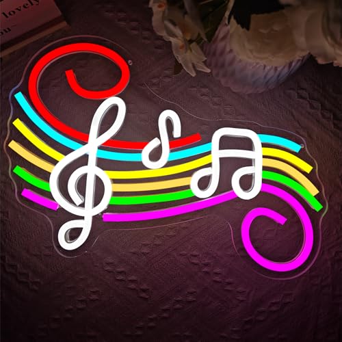 Ajoyferris Music Neon Sign Musical Staff Note Led Wall Decor Dimmable Music Studio Decor neon light sign for Classroom Bedroom Gifts for Teacher Students Kids
