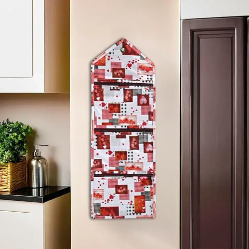 Kuber Industries Wall Hanging Closet Organizer for Wardrobe with 3 Pockets & Zip | Letter Holder, Socks & Tie Storage Pouches | Dil Design - White