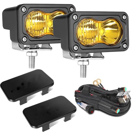 Image of LED Pods Yellow with Wiring Harness & Black Cover Fog Light