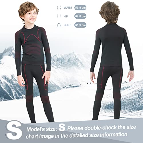UNIQUEBELLA Girls Boys' Thermal Underwear, Kids Thermal Base Layer Set - Ski Wear Athletic Shirt Long Top & Bottom Sets2
