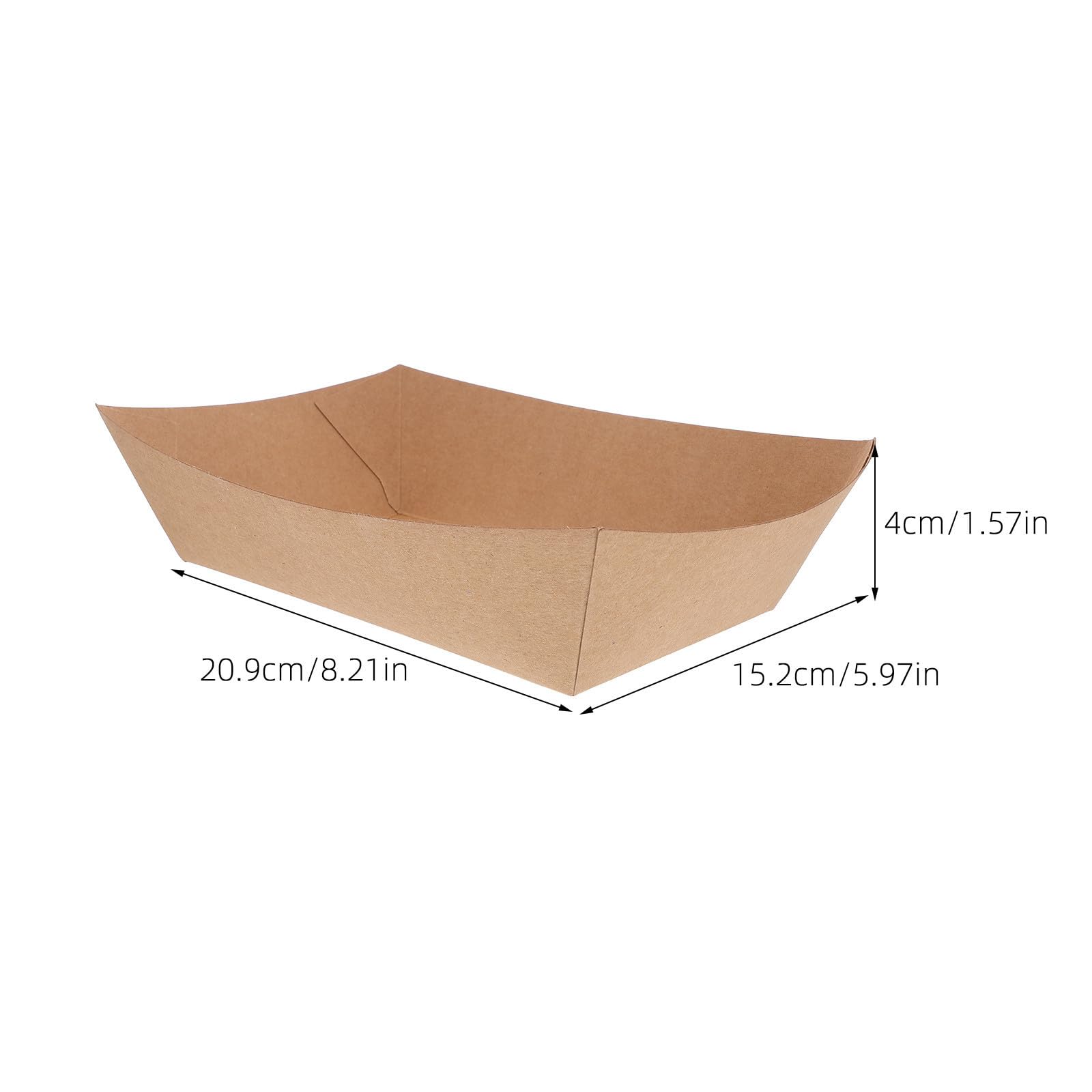 100 Piezas Bandeja de Papel para Servir Alimentos, Bandeja de Comida, 100% Papel, Marrón, Abierta, para Hot Dog y Snacks, para Fiestas y Comida para Llevar