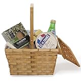 The Lucky Clover Trading Bamboo Picnic Basket in Honey with Lid, Small