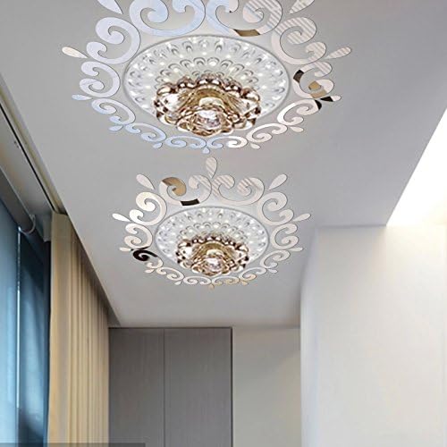 Top ceilling Mirror Wall Sticker, top Lighting The Ceiling Chandelier Around Decorative Mirror Frame Sticker,70x70cm DIY Mirror Wall Sticker