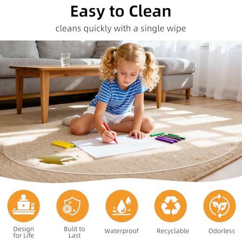 Office Chair Mat for Carpet - 36x36 Inch Plastic Computer Desk Floor Protectors for Chairs Clear Under Desk Rug Pad for Rolling Gaming Chair