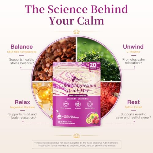 Elthysia Calm Magnesium Powder Drink Mix – Premium Cortisol & Sleep Support Supplement — view 3