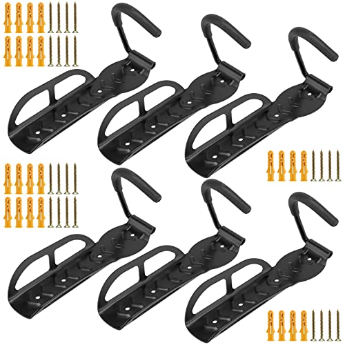 JEUIHAU 6 Pack Bike Rack Garage Wall Mount, Vertical Bike Hooks, Heavy Duty Bike Hanger with Non-Reversible Hooks, Bicycle Vertical System with Screws, for Indoor, Garage, Shed Bike Storage
