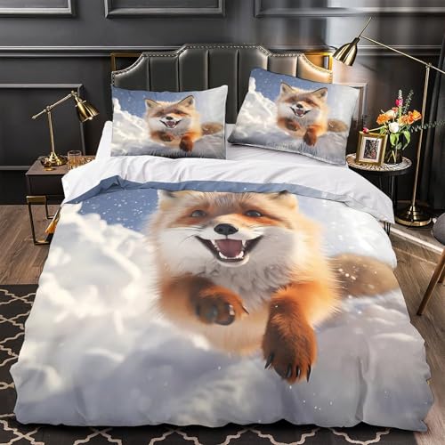 Parure de lit renard impression 3D haute définition sur microfibre ultra douce - 2