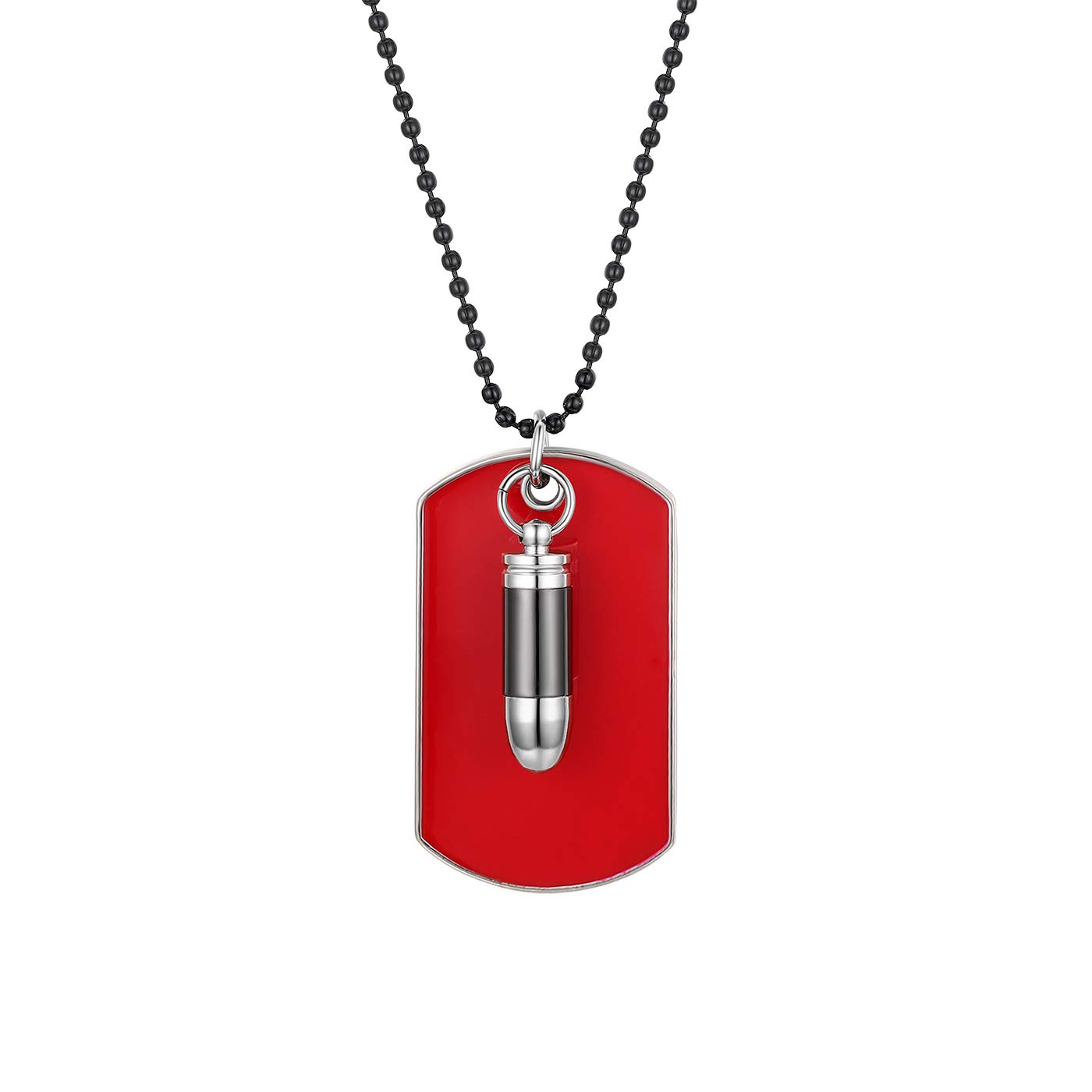 Flongo Men's Military Necklace Pendant Necklace Dog Tag Army Bullet Cartridge Chain Punk Retro Colour Black Red White Fantasy Jewellery Gifts Birthday Christmas