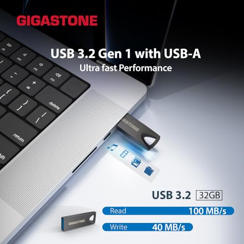 Image of GIGASTONE 32GB Slim Fit Flash Drive (2 Pack) Z70 USB 3.2 Gen 1, 100MB /s Ultra Fast, Nickel Metal Design, Data Storage, Backup for PC /Mac /TV /Car Audio, USB 2.0 /3.0 /3.1 Compatible