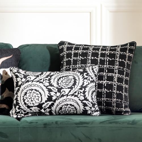 bilin gaier Black Rectangle Throw Pillow Covers,French White Floral Pattern Velvet Pillow Cases,Decorative Lumbar Pillows for Couch Sofa Bed Chair Cushion Covers Living Room 12x20 Inches by bilin gaier - Image 5