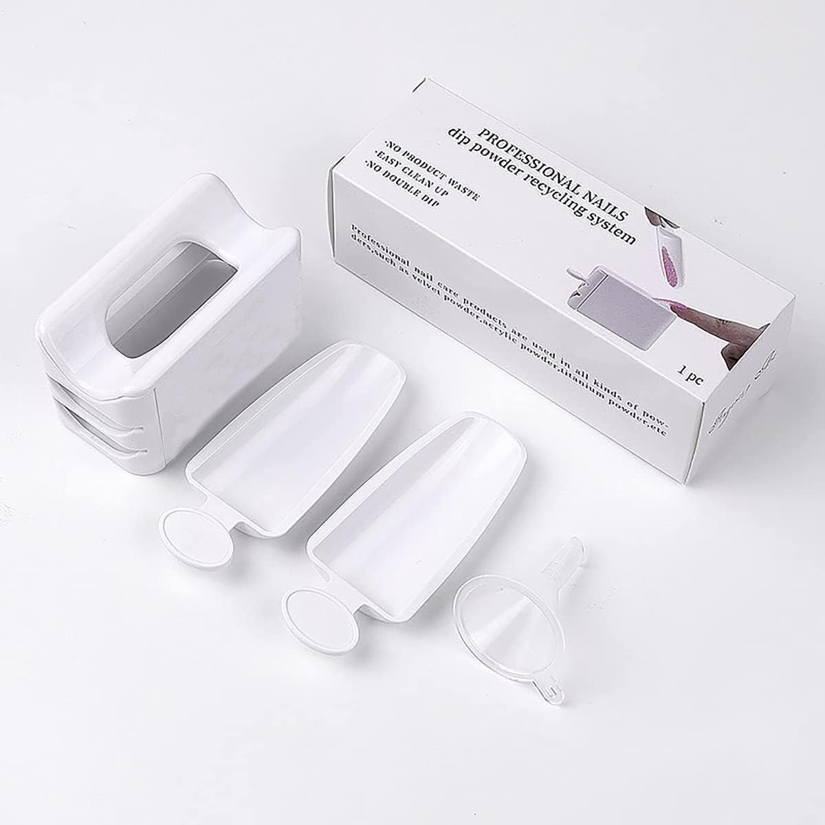 Powder Recycling Tray System with Scoop, Nail Dip Container Portable Dipping Powder Storage Box or Nail Art and Makeup Tool Nail