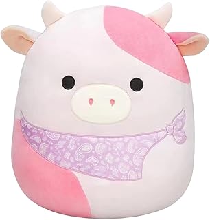 Squishmallow Cow, Cute Cow Plush Pillow, Squishmallow 7.8" Plush Pillow Soft Cow Stuffed Animal Toy Cute Cow Plush Pillow for Family Car Decoration,The Best Gifts for Boys and Girls (Pink Scarf Cow)