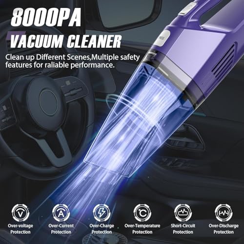 Image of Bossdan Handheld Vacuum Cordless - Car Vac Portable with 8KPA & Multi Accessories & Low Noise, Lightweight Hand Held Vacuum Cordless Rechargeable for Car /Home /Dust /Pet Hair, Mine Portable Vacuum