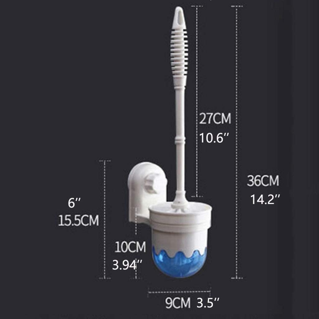 Escobillero de Pared con Mango Largo - Escobillero de plástico con Soporte para una Limpieza fácil del baño - Estropajo Esencial para Mayor higiene y Comodidad (Blanco)