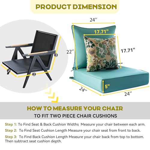 Zupoquk CY-CN2424TL 24X24 Outdoor Cushions,Outdoor Deep Seat Cushion Set,Olefin Fabric Patio Furniture Cushions,Deep Seat Bottom And Back Cushion thumb #2