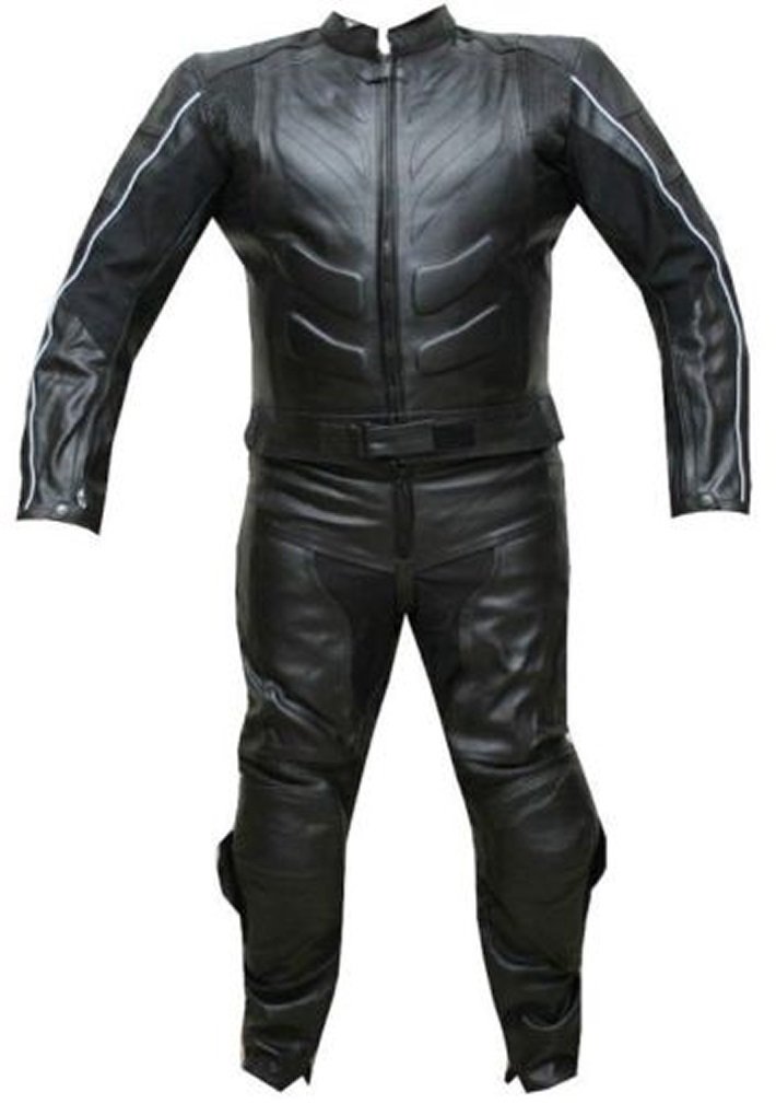 SRHides Men's Biker Cowhide Black Leather Suit Cow Black Small